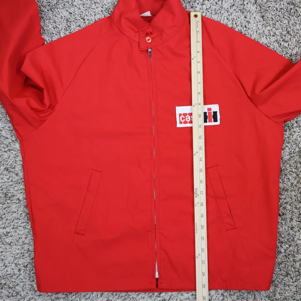 Vintage Case IH Harrington Jacket L Workwear Agriculture Farm Red Poly Cotton‎